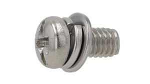 ステンレス(+)(-)ナベ頭セムス小ねじ I＝4 (バネ座 +ISO小形平座 組込)